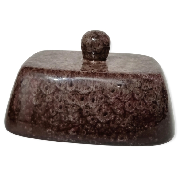 Butter or cheese dish Brown ceramic - Picture 3 of 7